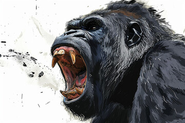 Wall Mural - drawing of a scratch style gorilla