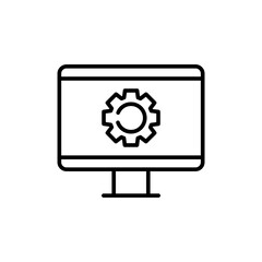 Poster - Online setting outline icons, minimalist vector illustration ,simple transparent graphic element .Isolated on white background
