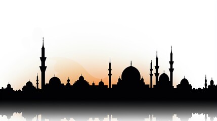 Wall Mural - black landscape silhouette Ramadan kareem Mosque Concept, Islam. Ramadan kareem, Mosque. Islamic Celebration Concept