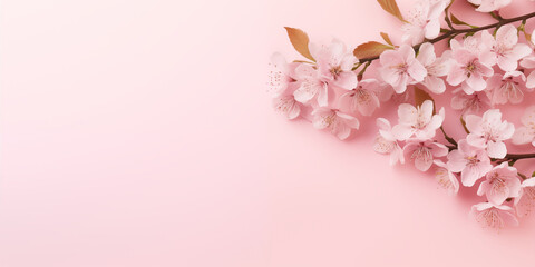 Wall Mural - Beautiful white flowers on pink background. A card for Easter, Women's Day, Mother's Day, Valentine's Day with a place for text.