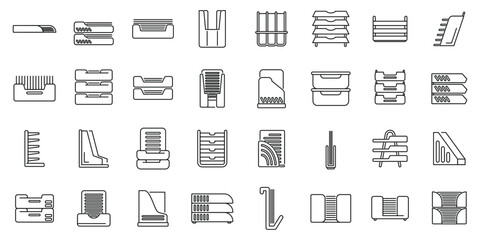 Poster - Paper tray icons set outline vector. Office rack storage. File work