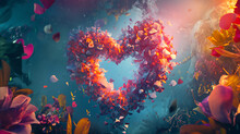 A Big Heart With Multiply Colors Background 