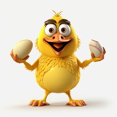 Poster - 3d render cartoon chicken in sports look - funny bird character