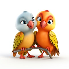 Sticker - 3d cartoon style love bird - beautiful funny character