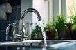 © Julia Jones - Water is pouring from the tap in the kitchen in the bathroom problems of lack of clean water