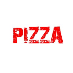 Wall Mural - Pizza text on white background