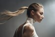 A modern young woman. Sports woman with a smooth ponytail. dancer