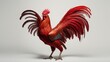 a rooster, its lively posture and vivid feathers creating a visually captivating scene against a minimalist white backdrop.