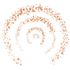 Wall Mural - orange glitter spiral. golden sparkle confetti. spiral frame on transparent background.