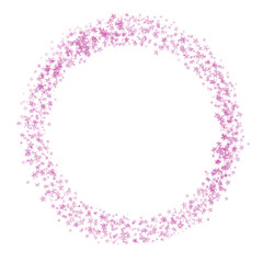Wall Mural - pink star glitter circle frame. pink sparkle confetti. star circle frame on transparent background.