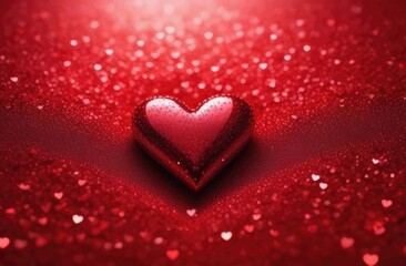 Wall Mural - A red shiny heart on a background of red sequins. love, passion, valentine's day, wedding