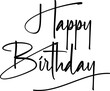 © Asmat - handwritten happy birthday lettering on white background