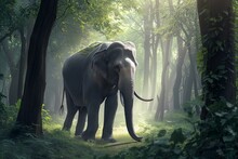 An Adult Elephant In The Forest.