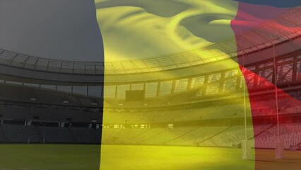 Poster - Animation of waving flag of belgium over stadium