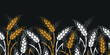 Seamless Horizontal Border Pattern of Grain Spikes, Ears of Wheat, Barley or Rye. Great for Wrapping Paper, Bread Packaging, Design of Bakery, Beer labels etc. Vector Illustration