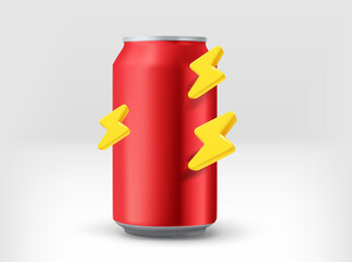 Aufkleber - Red metal can with thunderbolts. 3d vector illustration