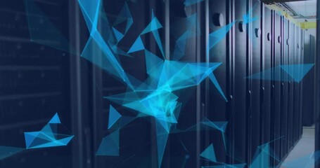 Poster - Animation of blue shapes over server room