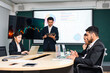 © Nopphon - Asian business people team analyzing statistics financial. Team of businesspeople Meeting Conference Discussion Corporate Concept in office.