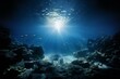 View underwater lights shine. Generative AI