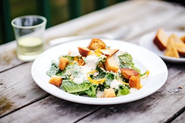 Wall Mural - rustic caesar salad with wholemeal croutons
