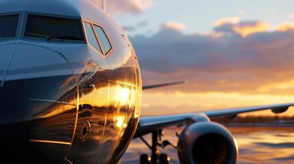 Aufkleber - A large jetliner parked on the airport tarmac. Perfect for travel and aviation-related projects