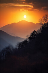 Wall Mural - sunset over the mountains generative ai
