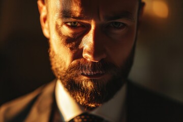 Poster - A man with a beard wearing a suit and tie. Suitable for professional and business-related concepts