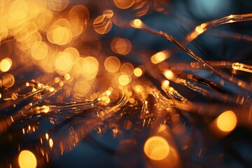 Poster - A close-up view of a bunch of lights. Perfect for adding a touch of brightness and warmth to any project