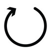 Circle arrow right. Radial arrow icon, symbol. Clockwise rotate, twirl, twist concept element. Spin, vortex pointer. Whirlpool, loop cursor shape on white background.