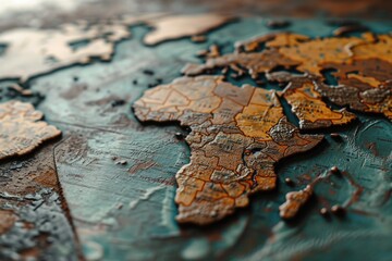 Poster - A detailed close-up view of a map of the world. Perfect for educational purposes or travel-related designs