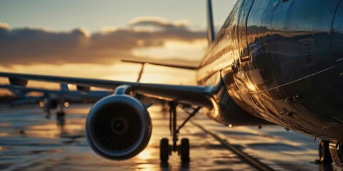 Aufkleber - A large jetliner parked on an airport tarmac. Suitable for travel, aviation, or transportation concepts