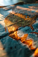 Fototapete - A detailed close-up view of a map of the world. Perfect for educational purposes and global concepts
