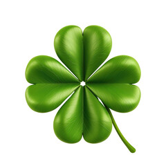 beautiful green 3d four leaf clover isolated on white or transparent background