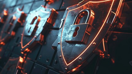 Poster - A detailed close-up shot of a lock attached to a wall. This versatile image can be used to represent security, protection, or access control in various contexts