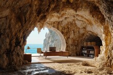 Interior Of A Cave On The Sea Coast.