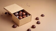 catola di Deliziosi Cioccolatini su Sfondo Beige- Un'Elegante Tentazione Dolce