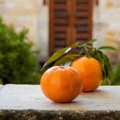 Canvas Print - tangerines on a wooden table