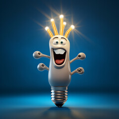light bulb with a bulb 3d cartoon funny light bulb with idea funny cartoon light character