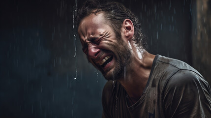 Wall Mural - man crying