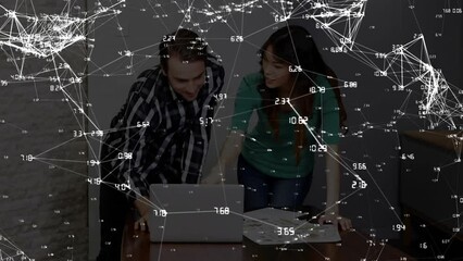 Poster - Animation of connections with data processing over diverse colleagues in office