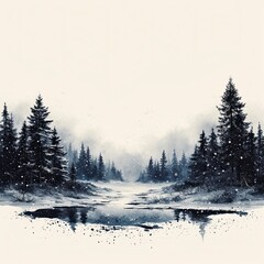 Snow Falling On Background Trees, White Background, Illustrations Images