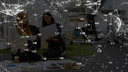 Poster - Animation of connections with data processing over diverse colleagues in office