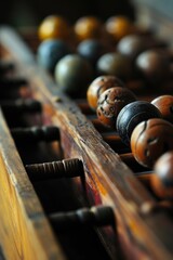 Poster - A wooden box filled with various wooden knobs. Can be used for DIY projects or as decorative elements
