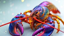 A Brightly Colored Lobster On A White Surface. Mardi Gras Crawfish.