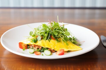 Poster - omelette with fresh arugula salad, bright plating