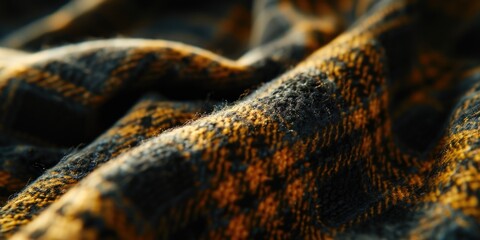 Aufkleber - A close up view of a yellow and black blanket. Ideal for adding a pop of color and warmth to any room