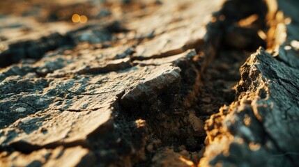 Poster - A detailed close-up of the texture and grain of a piece of wood. Perfect for backgrounds or adding a natural element to design projects