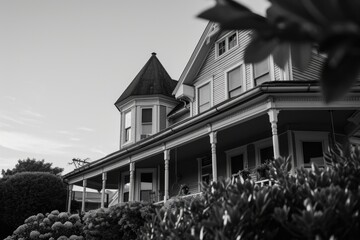 Poster - A black and white photo of a house. Suitable for various design projects