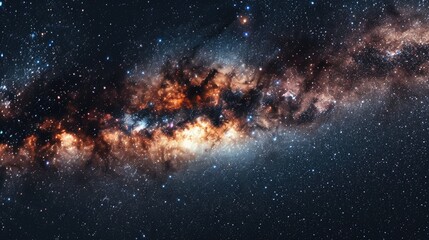 Poster - A breathtaking view of a galaxy with a star-filled sky in the background. Perfect for astronomy enthusiasts and space lovers.