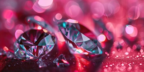 Aufkleber - A close-up view of a bunch of diamonds placed on a table. This image can be used for various purposes